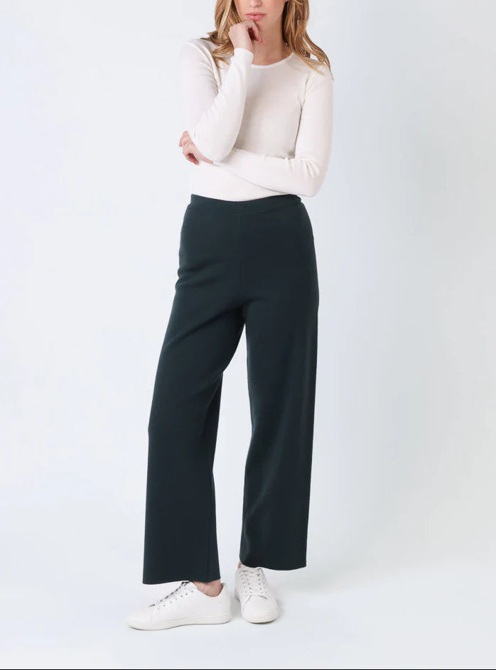 Pantalon femme en laine mérinos vert