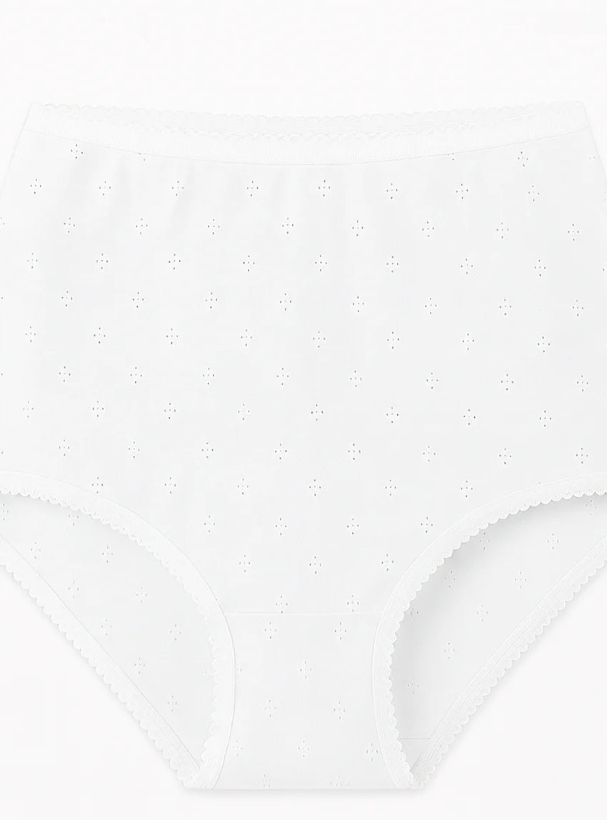 Culotte femme maille fantaisie blanche