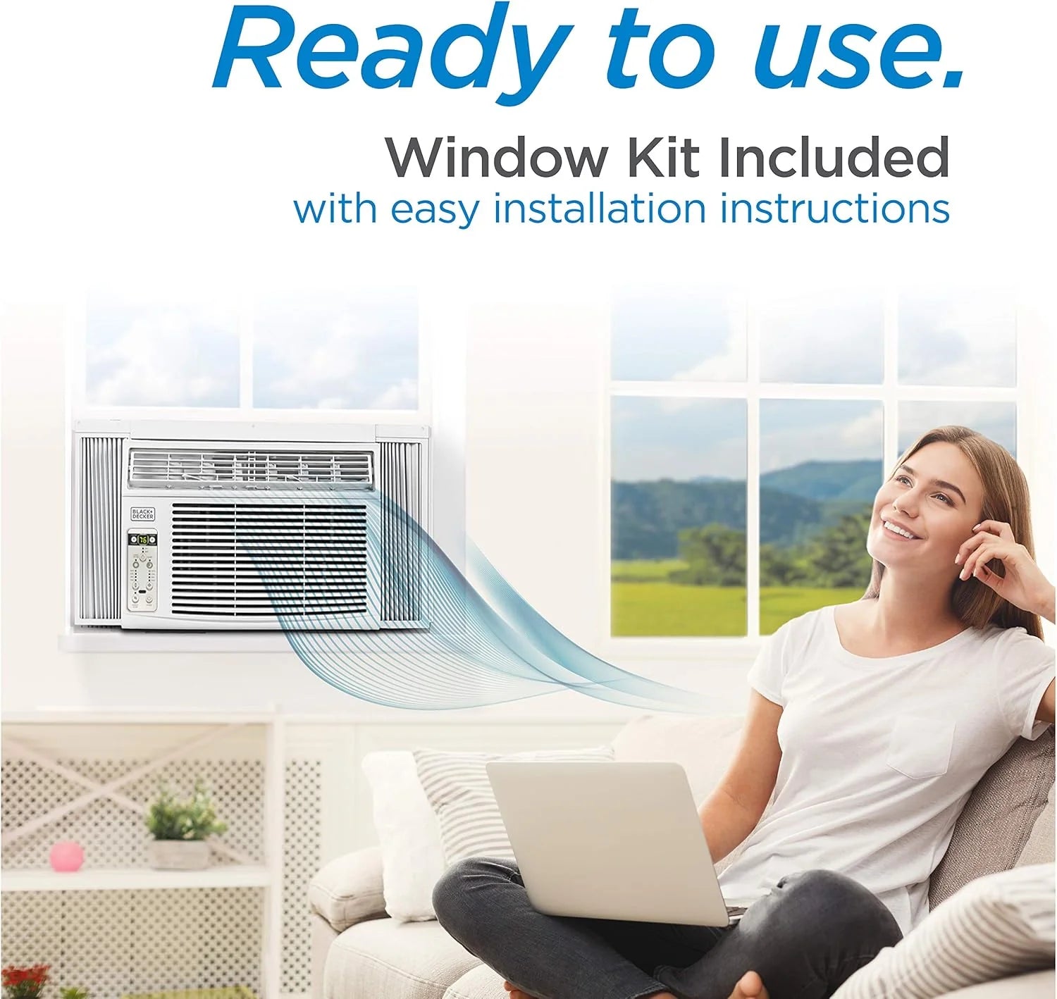 BLACK+DECKER Window Air Conditioner 5000 BTU, Cools Up to 150 Square Feet, AC Unit with Mechanical Controls, Manual Fan Only and Cool Settings, BD05MWT6, White