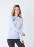 Pull femme col cheminée en laine mérinos Bleu Ciel Léger