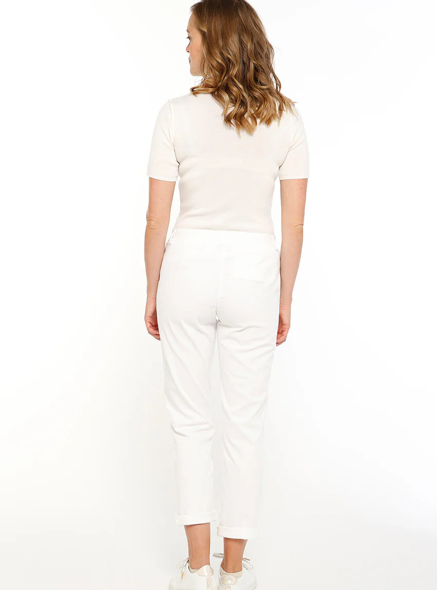 Pantalon chino femme en coton blanc