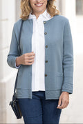 Veste longue en laine - BLEU RIVIERE