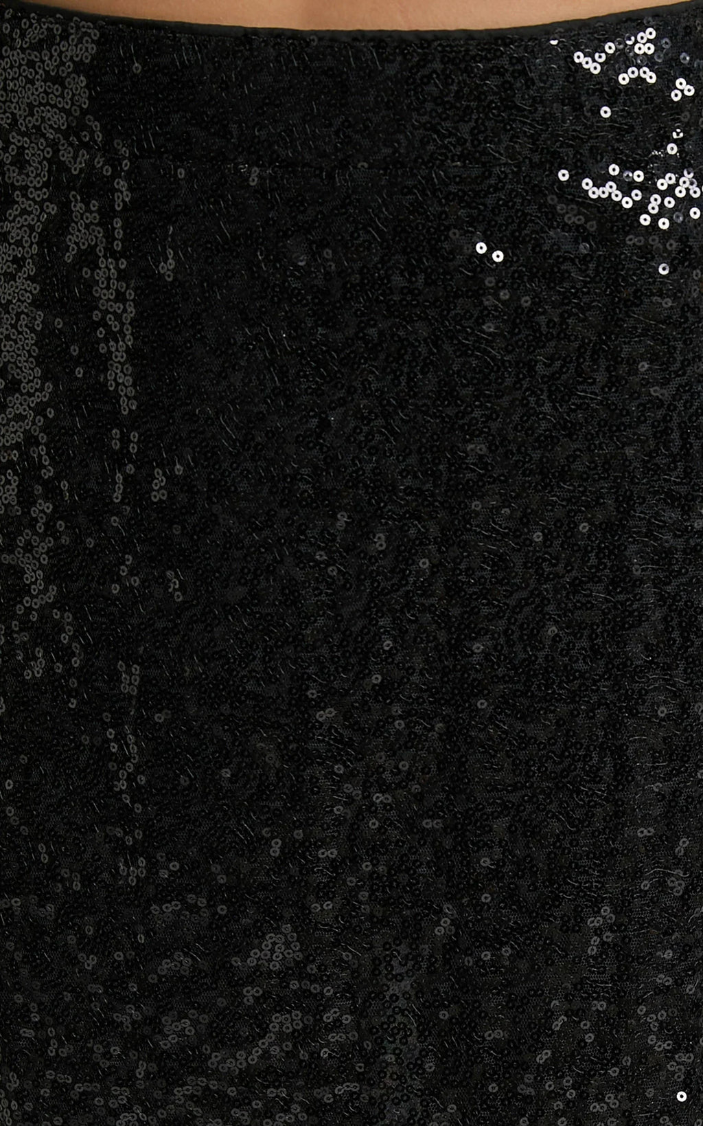 Elswyth Mini Skirt - Side Split Sequin Skirt in Black Sequin