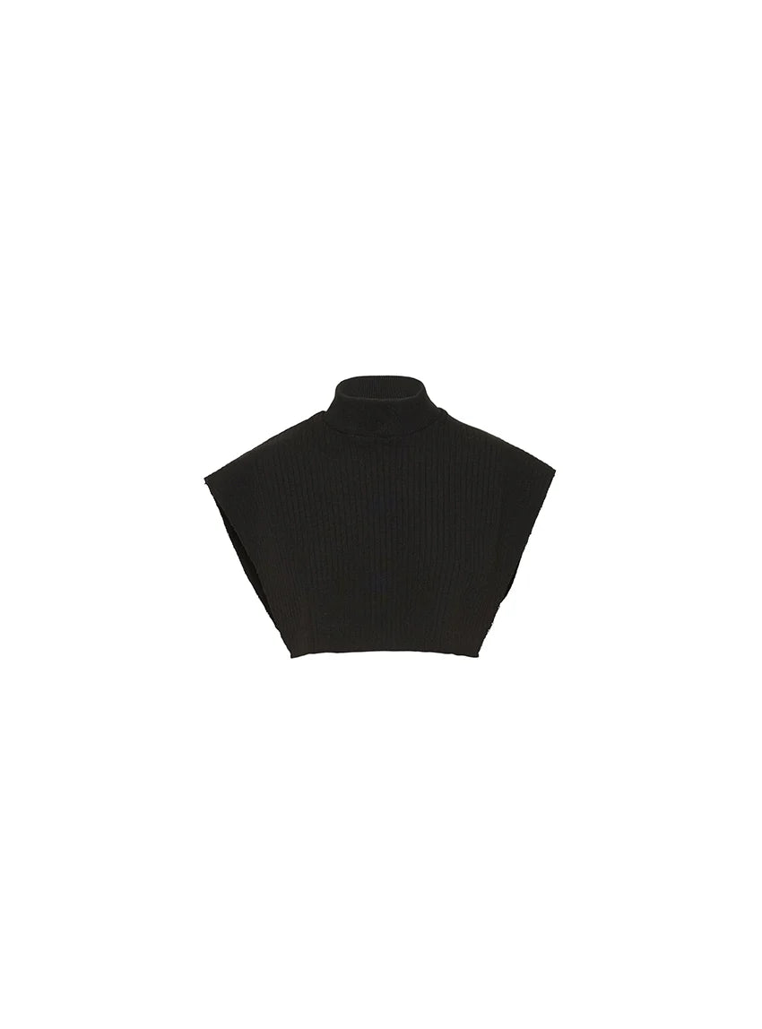 Col plastron mixte laine mérinos noir