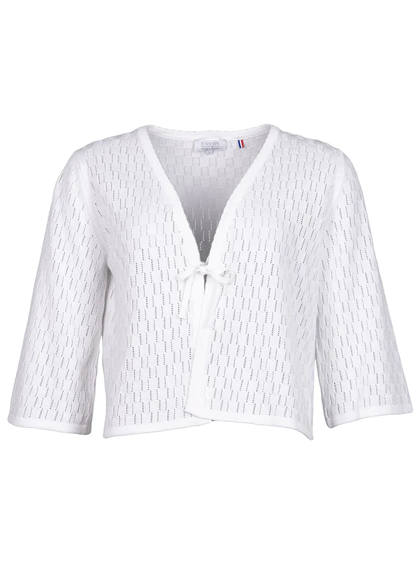 Gilet femme ajouré en coton blanc