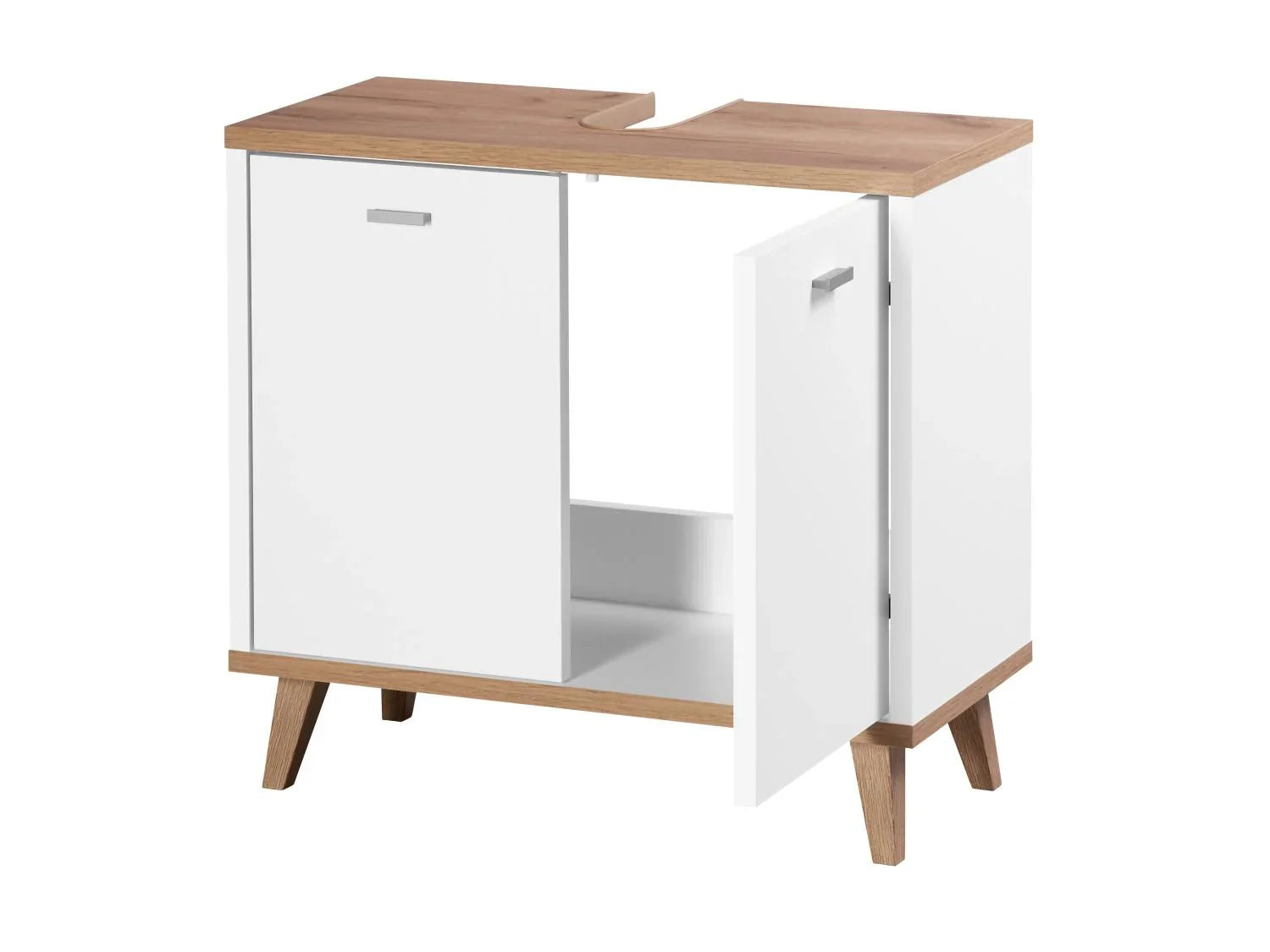 LIVARNO home Meuble sous vasque Corfu, 60 x 55 x 28 cm, blanc/imitation chne