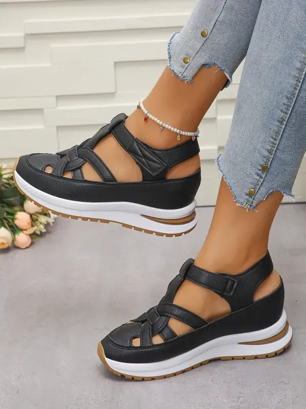 Duna | Sandales compensées confortables à bride Velcro pour femmes