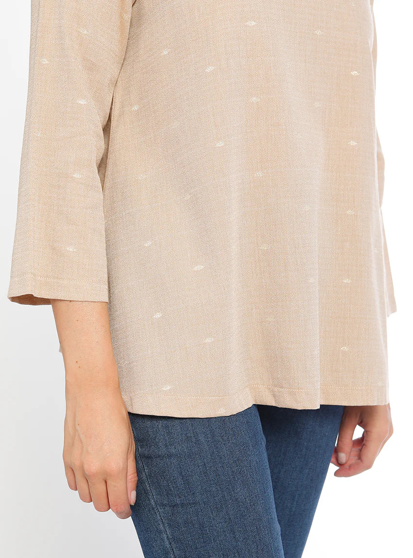 Tunique femme beige forme trapèze en coton