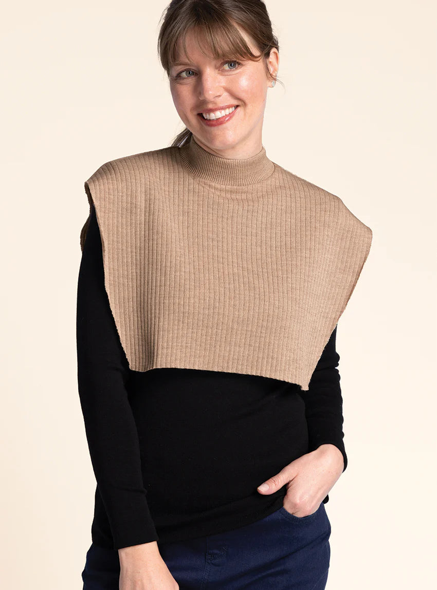 Col plastron mixte laine mérinos beige chaud