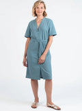 Robe femme en coton gaufré vert littoral