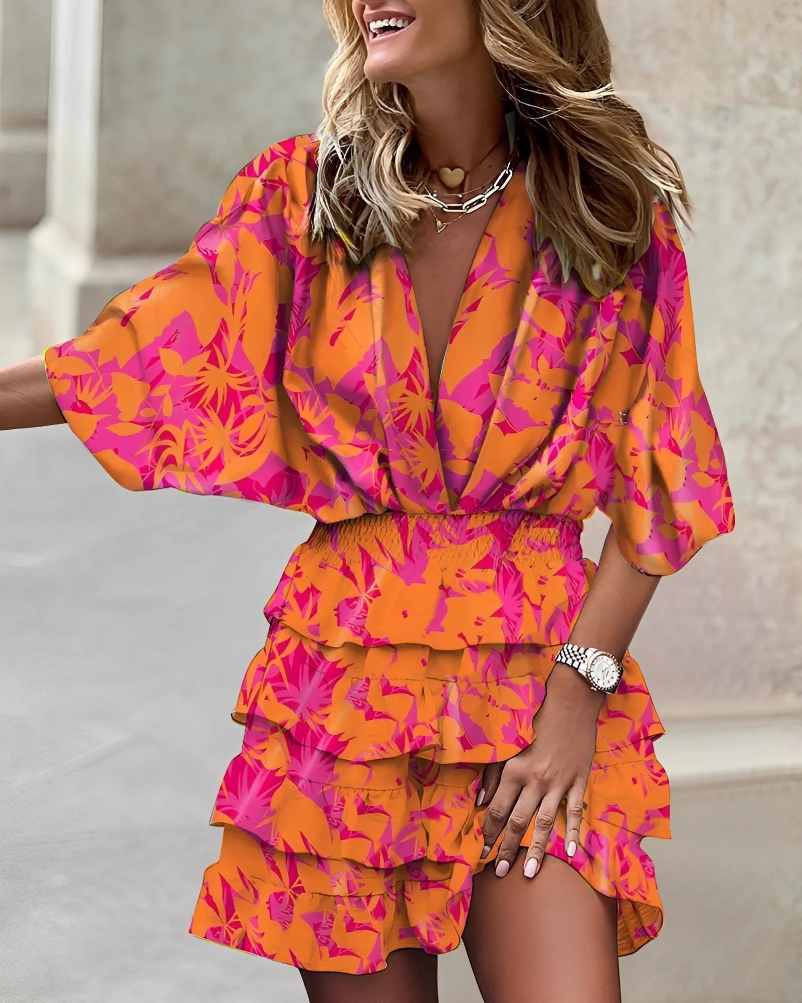 Robe courte asymétrique pour femmes Élégante Moderne Confortable
