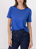 Tee-shirt femme en lin bleu indigo