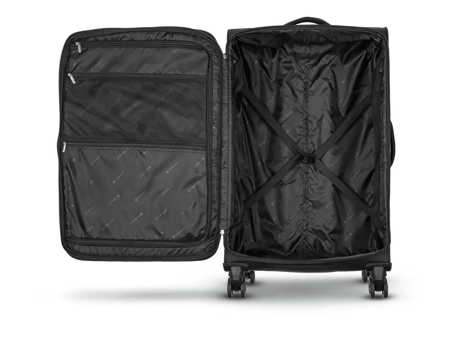 TOPMOVE Set de 2 valises cabine extensibles, 62-69 L et 96-108 L, noir