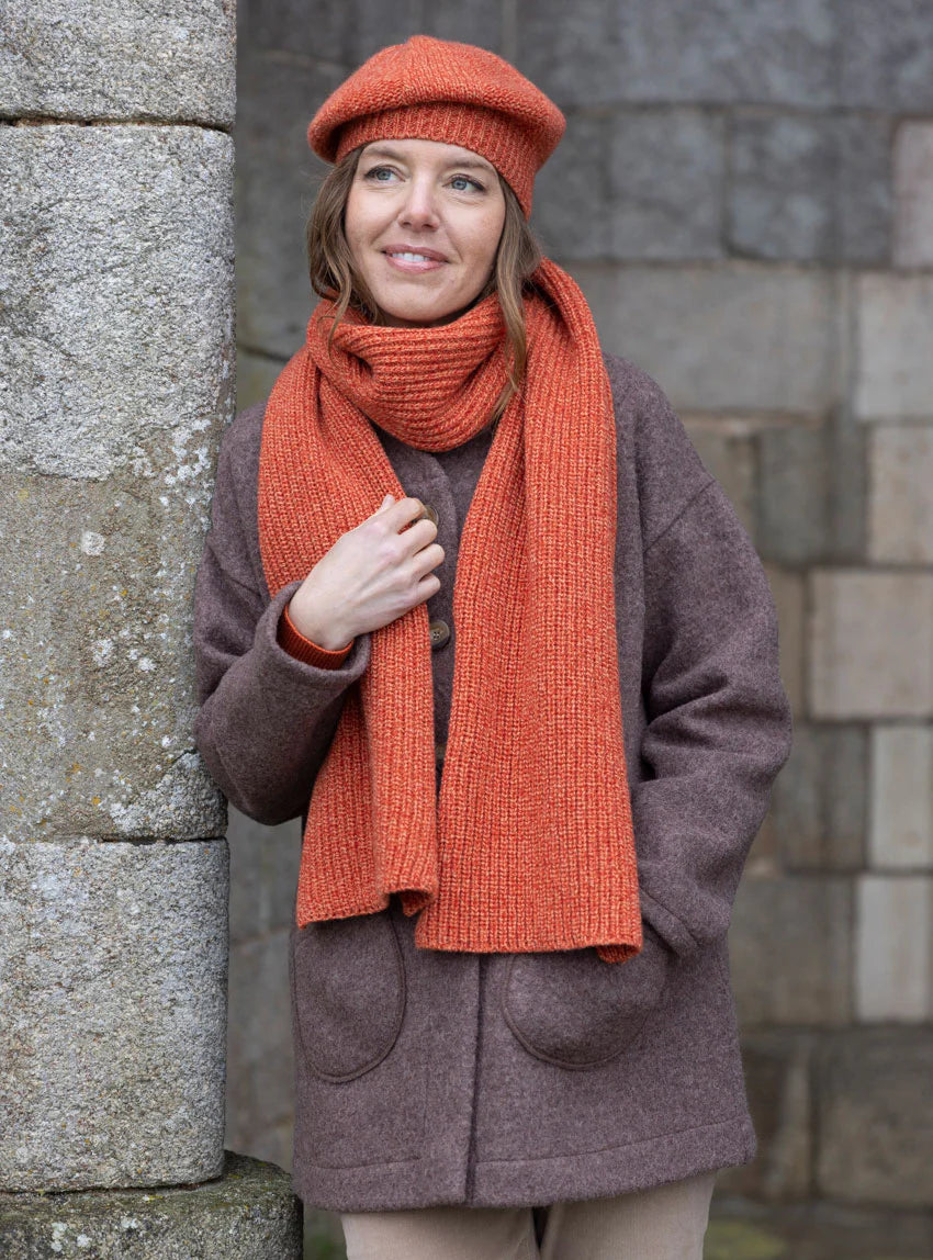 Écharpe femme en laine recyclée orange