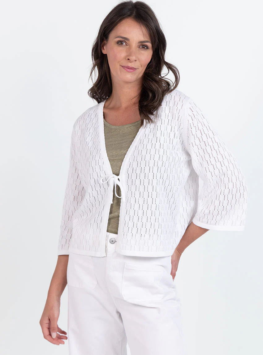 Gilet femme ajouré en coton blanc