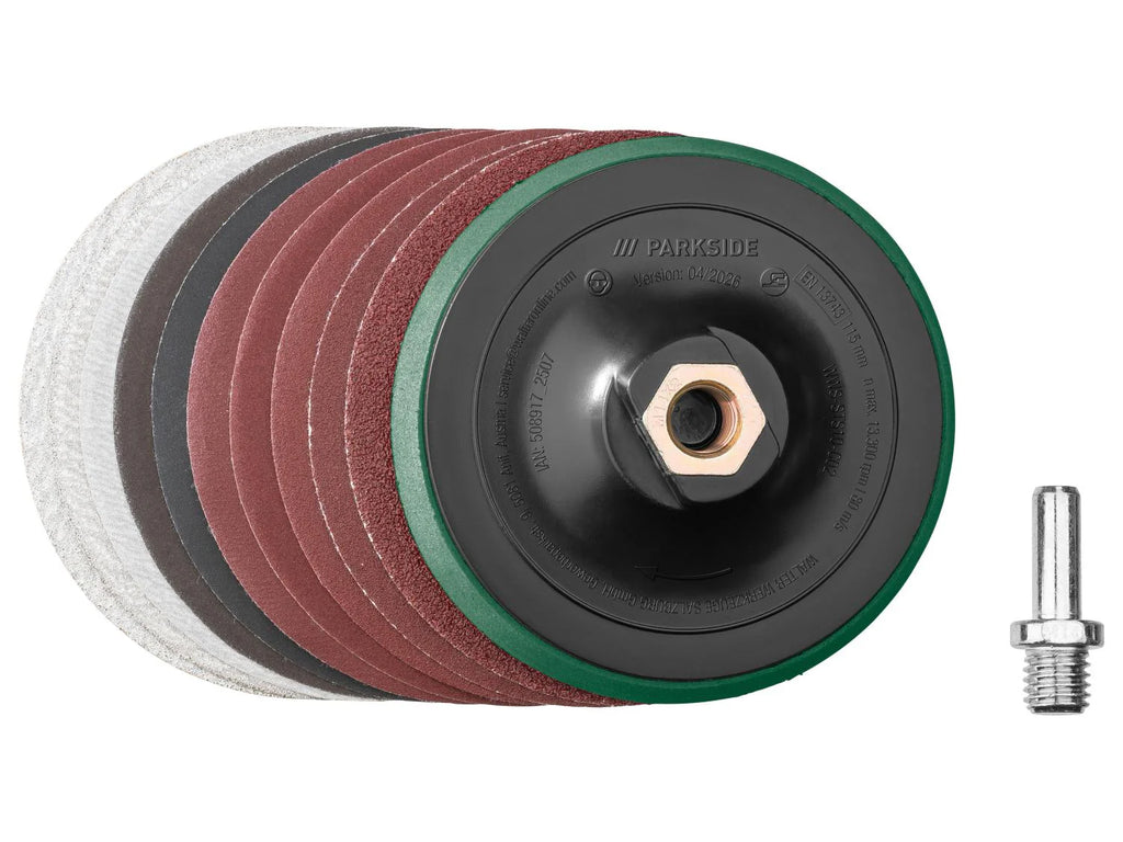 Set de disques ou Plateau auto-agrippant avec disques abrasifs,  115 mm
