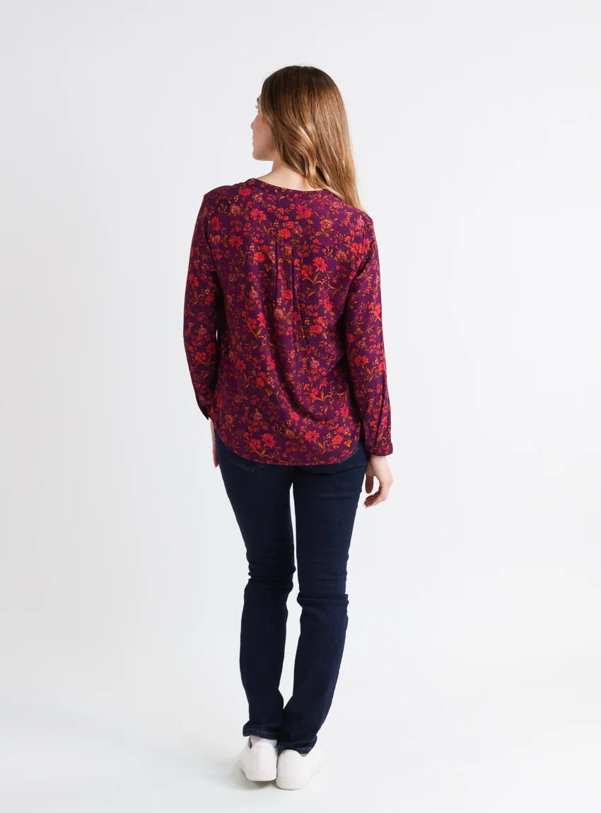 Blouse femme en viscose chaude floral violine