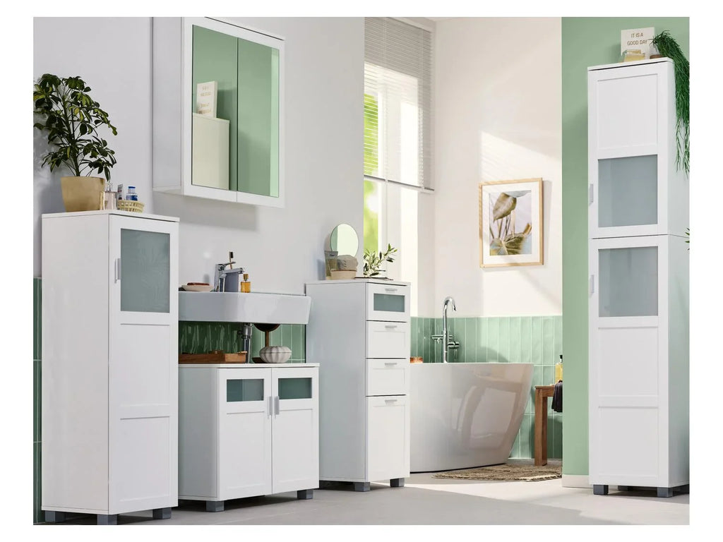 LIVARNO Meuble de salle de bains Basel, 37 x 96,9 x 34,5 cm, blanc