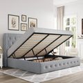 Allewie Queen Size Lift Up Storage Bed Modern Wingback Headboard Hydraulic Support