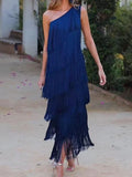 Robe Maxi Asymétrique Une Épaule Chic et Sans Effort