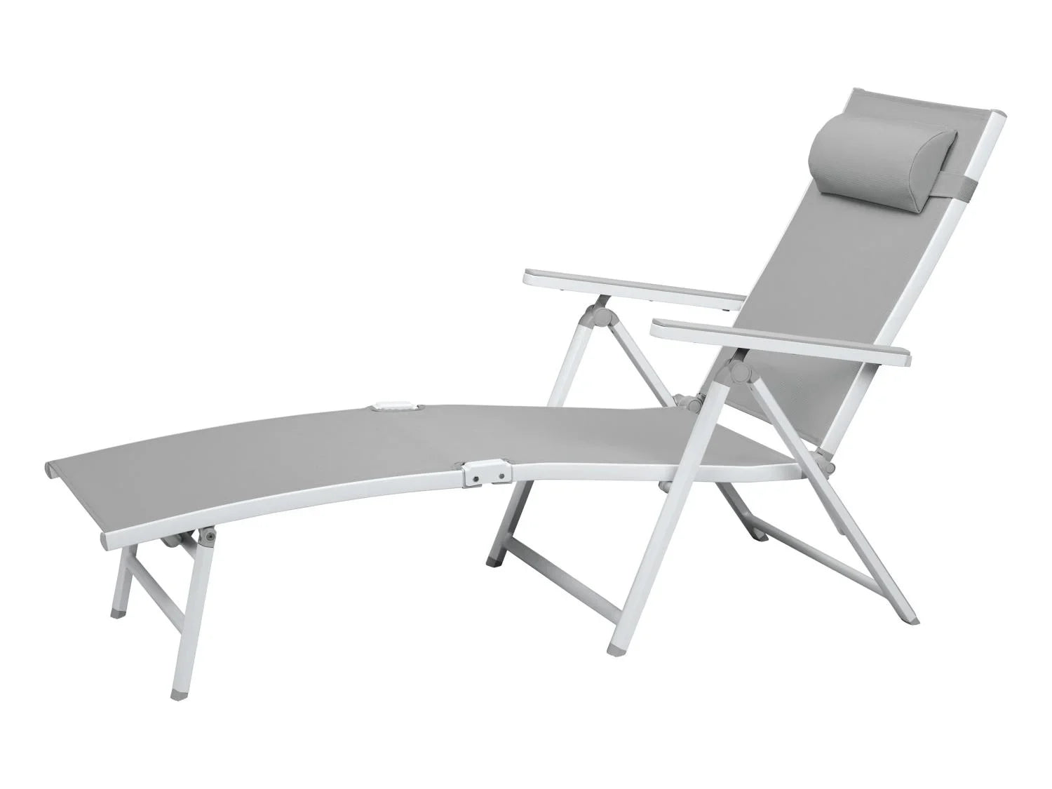 LIVARNO home Lot de 4 chaises longues en aluminium Houston, blanc/gris clair