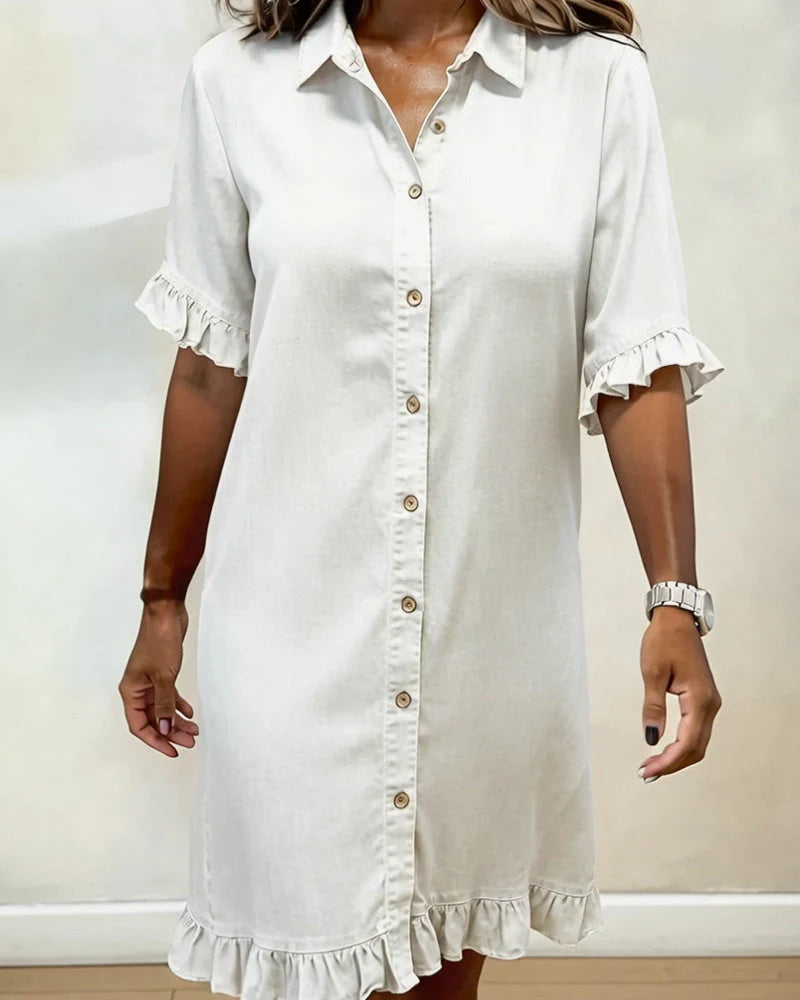 Louise | Robe en Denim Confortable avec Fronces Flatteuses