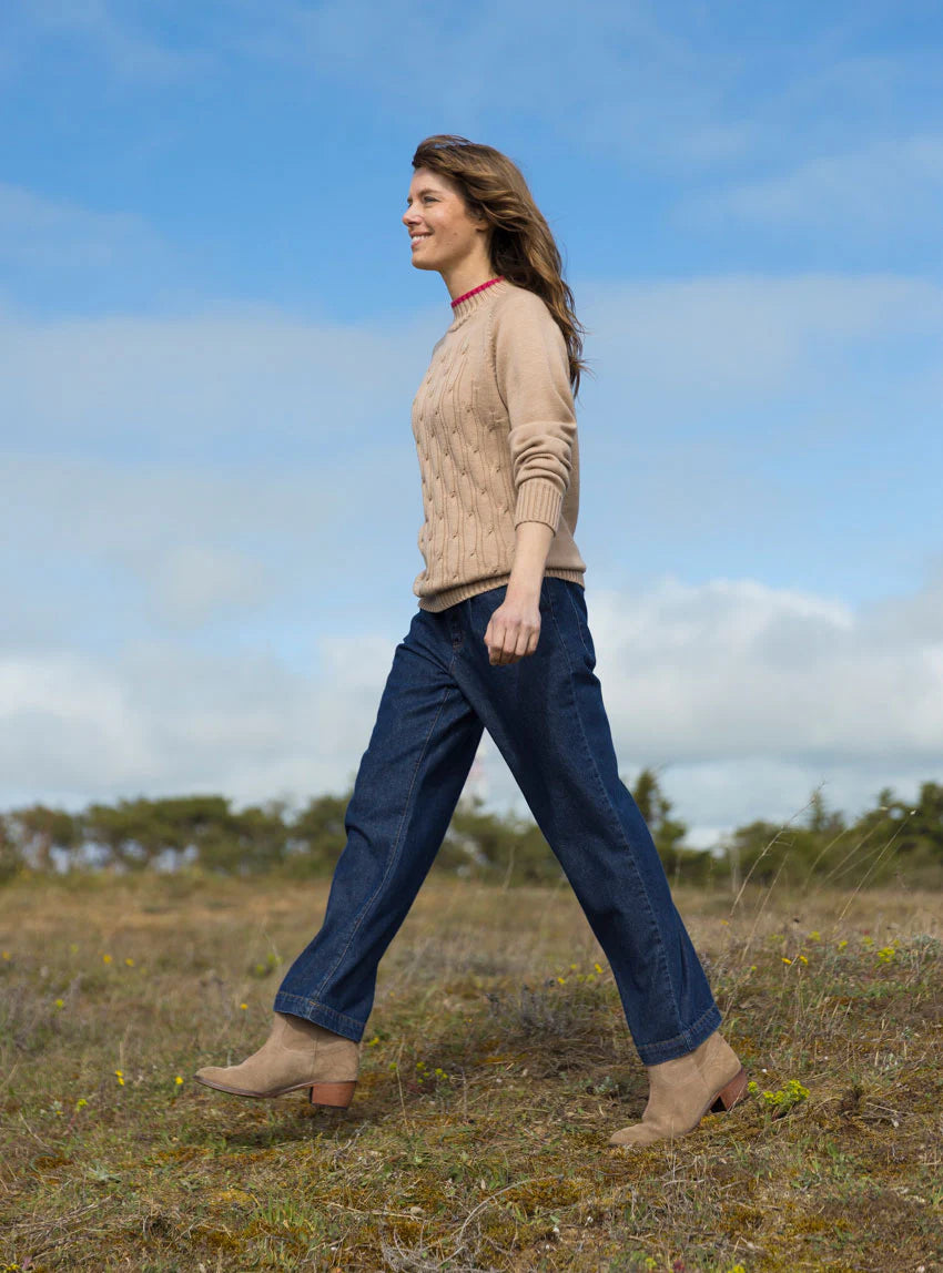 Pantalon femme 7/8ème en coton bleu