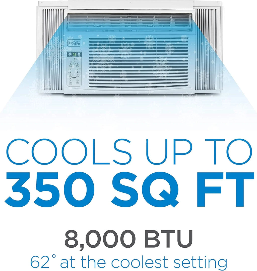 BLACK+DECKER Window Air Conditioner 5000 BTU, Cools Up to 150 Square Feet, AC Unit with Mechanical Controls, Manual Fan Only and Cool Settings, BD05MWT6, White
