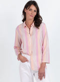 Chemisier femme rayé rose en viscose & coton
