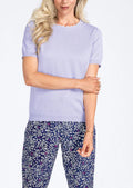 Pull manches courtes, col colerette violet pale