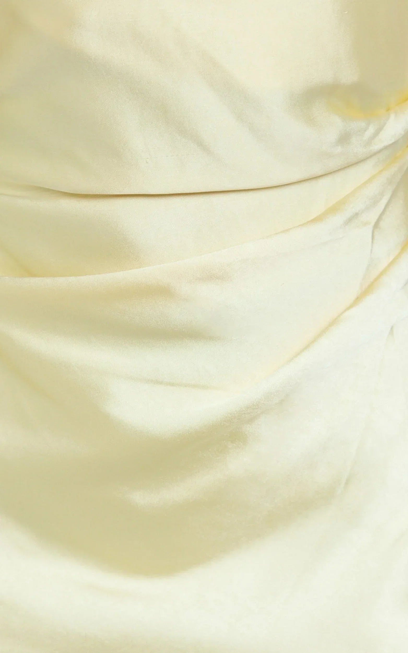 Glenda Midi Dress - Satin Strapless Side Split Dress in Lemon
