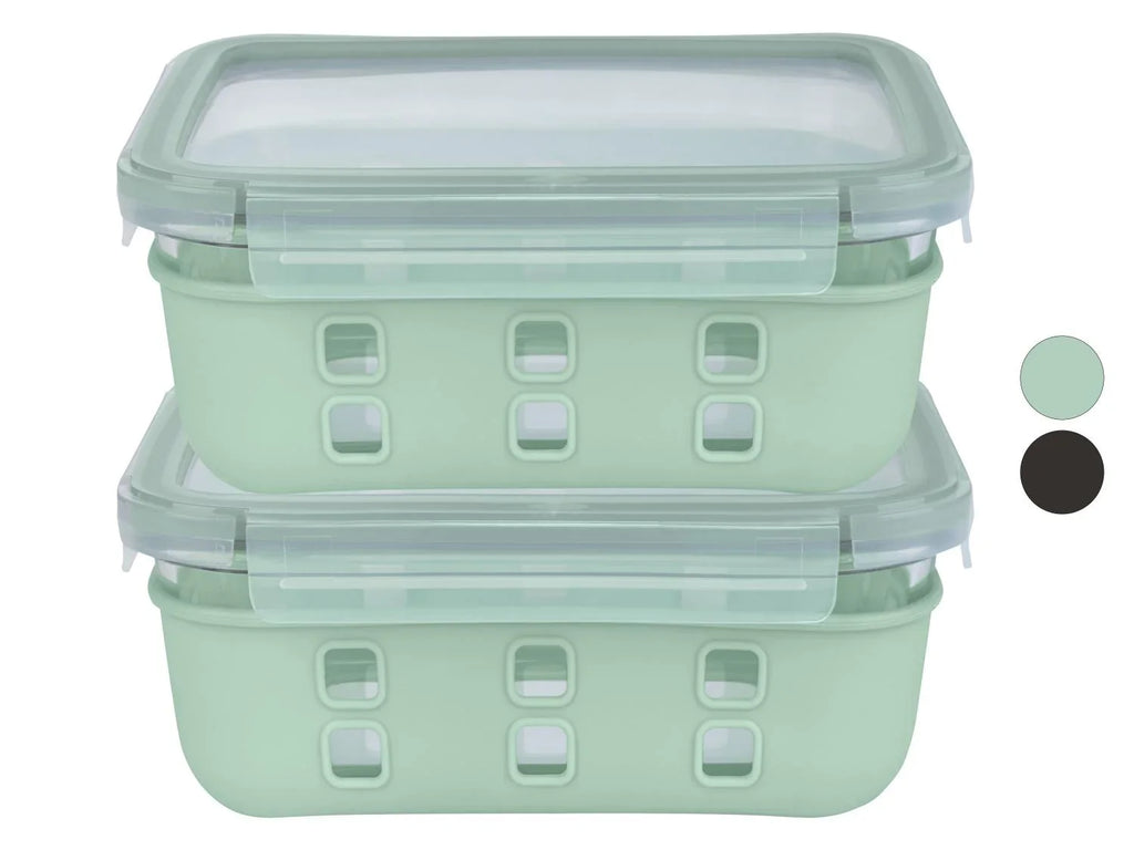 LIVARNO home Lot de 2 botes de conservation en verre