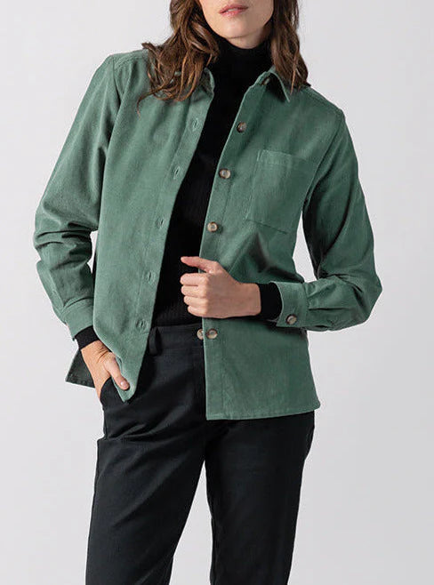 Surchemise femme en coton vert mousse