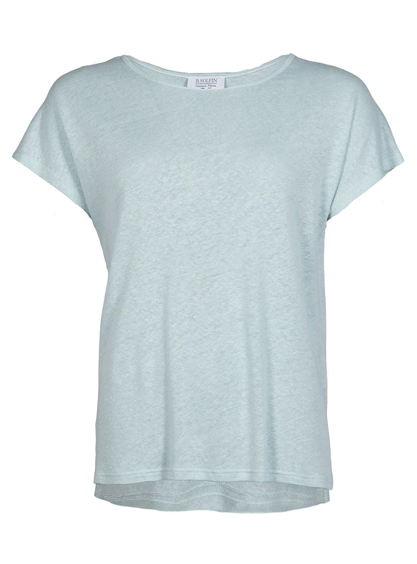 Top femme fluide en lin vert d'eau