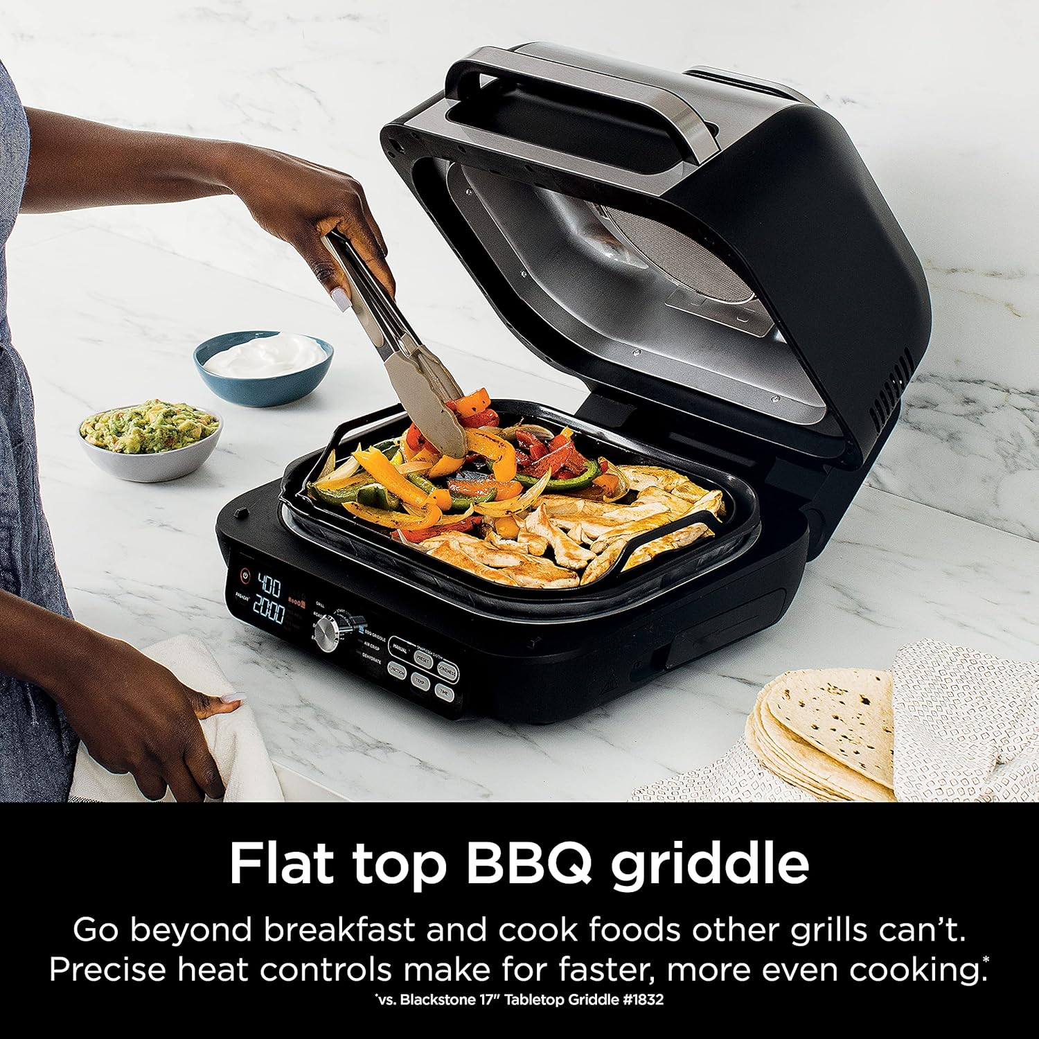 Ninja Foodi Smart XL 6-in-1 Indoor Grill with Air Fry, Bake, Roast, Broil, and Dehydrate, Smart Thermometer