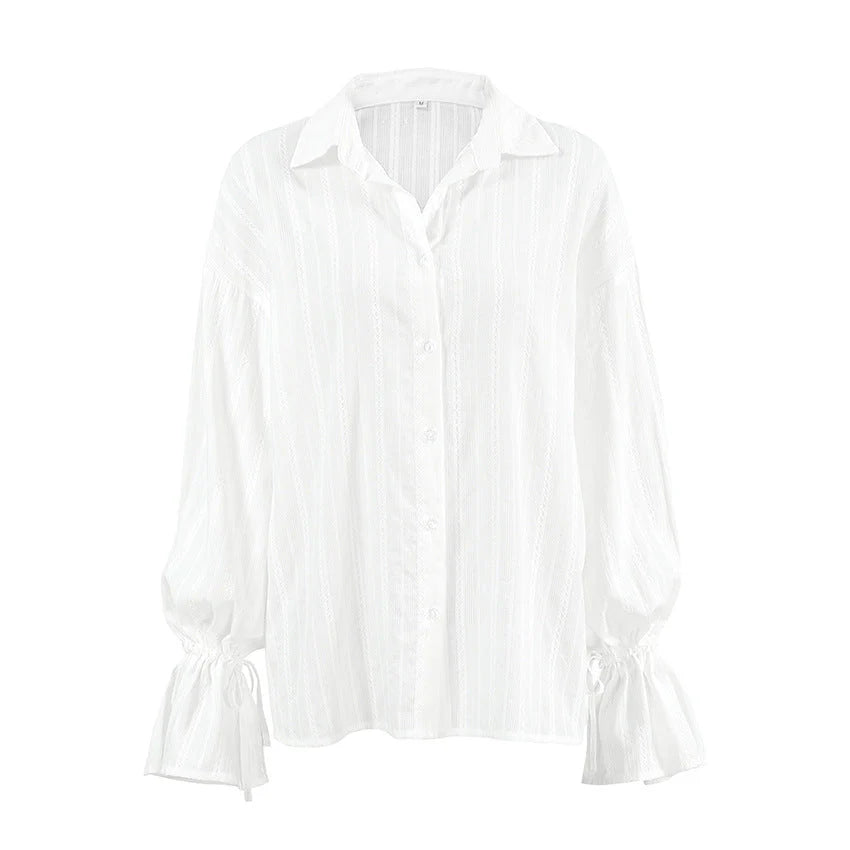 Blouse rayée à poignets noués pour femmes
