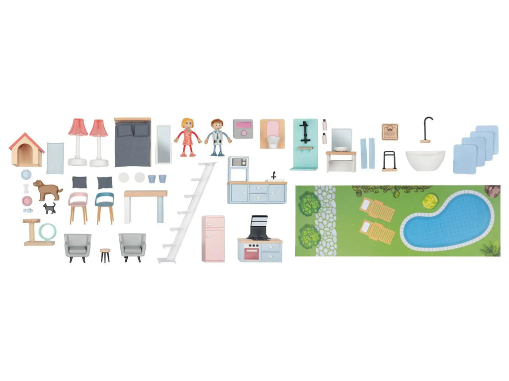 Playtive Maison de poupes XXL, 54 pices