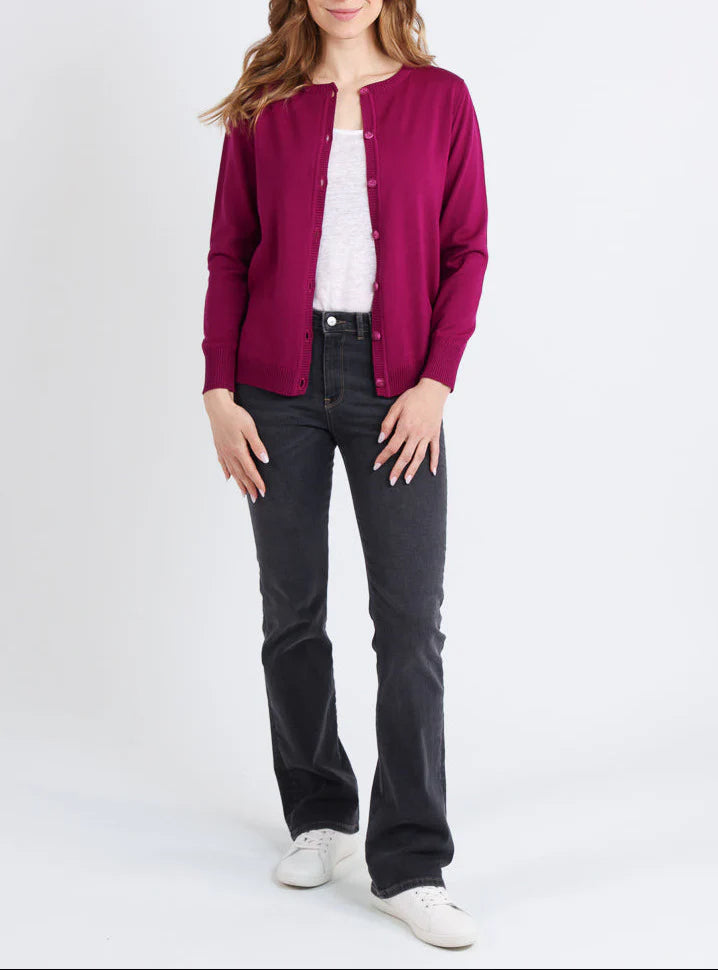 Cardigan femme en laine mérinos violet