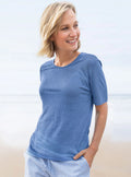 Tee-shirt femme en lin bleu aster