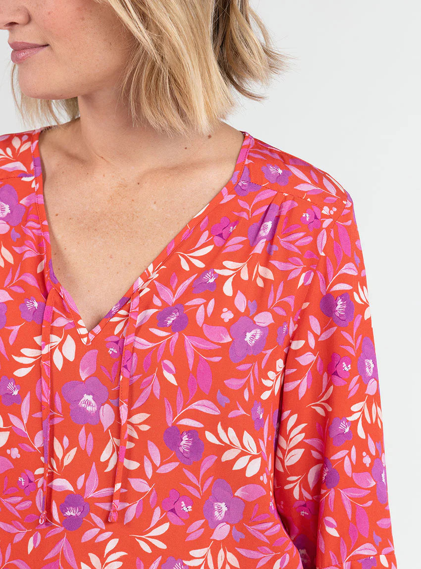 Blouse femme viscose floral rose violine
