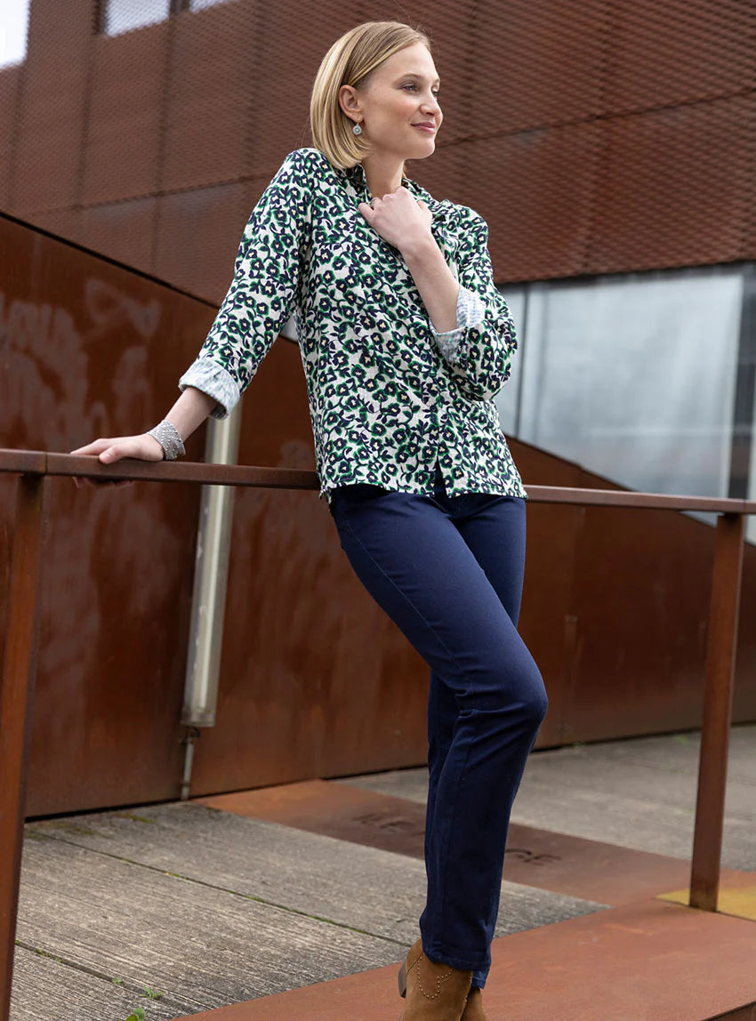 Chemisier femme coton imprimé vert