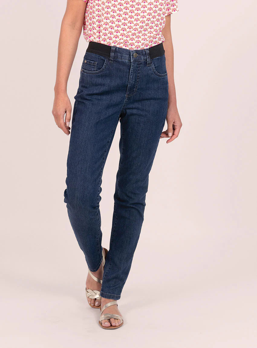 Jean femme en coton bleu indigo