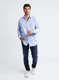 Chemise homme en laine et coton Bleu Clair