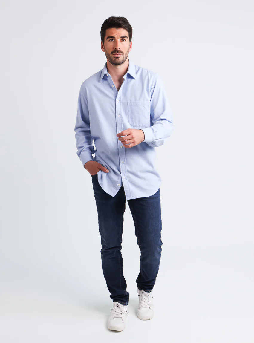 Chemise homme en laine et coton Bleu Clair