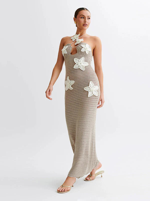Sophie Paris | Robe élégante en tricot ajouré sans manches