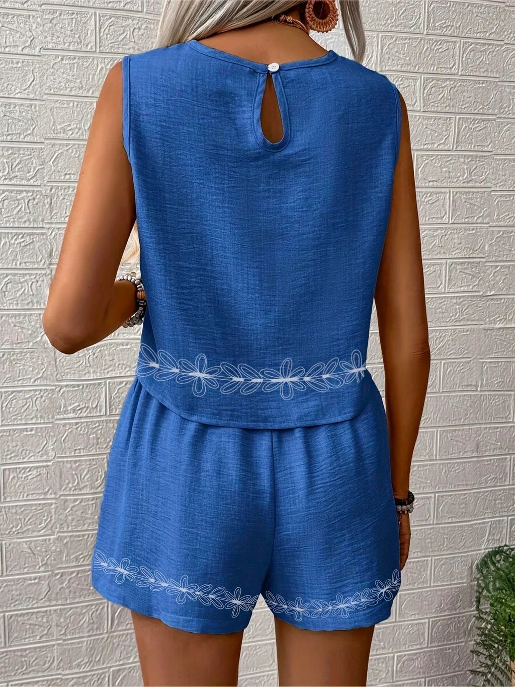 Ensemble décontracté tissé imprimé floral rétro