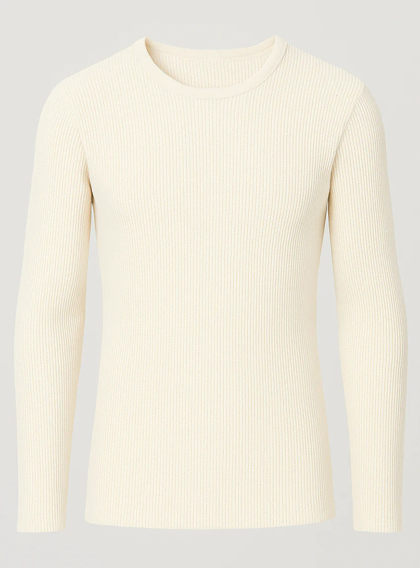 Tee-shirt thermique épais manches longues homme en laine blanc naturel