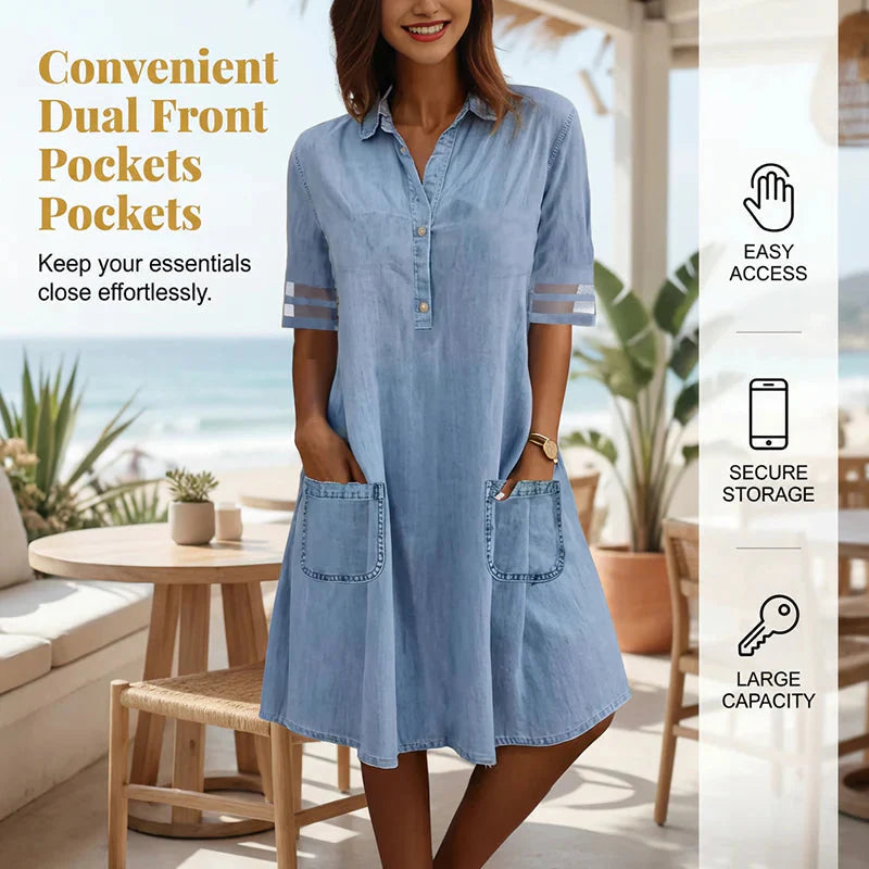 Robe décontractée à manches courtes avec détails en maille