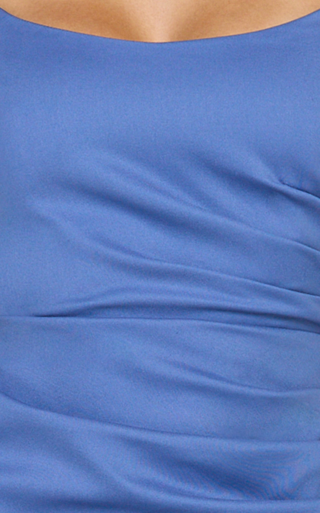 Liora Mini Dress - Low Back Scoop Neck Pintucked Dress in Steel Blue