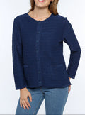 Cardigan femme en coton bleu marine